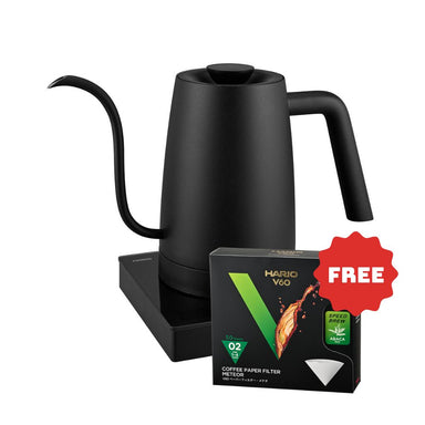 Hario Lyra Electric Coffee Drip Kettle (800ml) - Black - FREE Hario Meteor Filter Paper