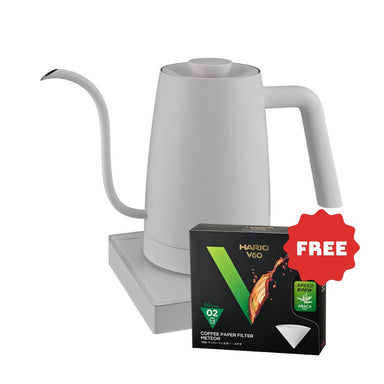 Hario Lyra Electric Coffee Drip Kettle (800ml) - White with Free Hario Meteor Filter Paper