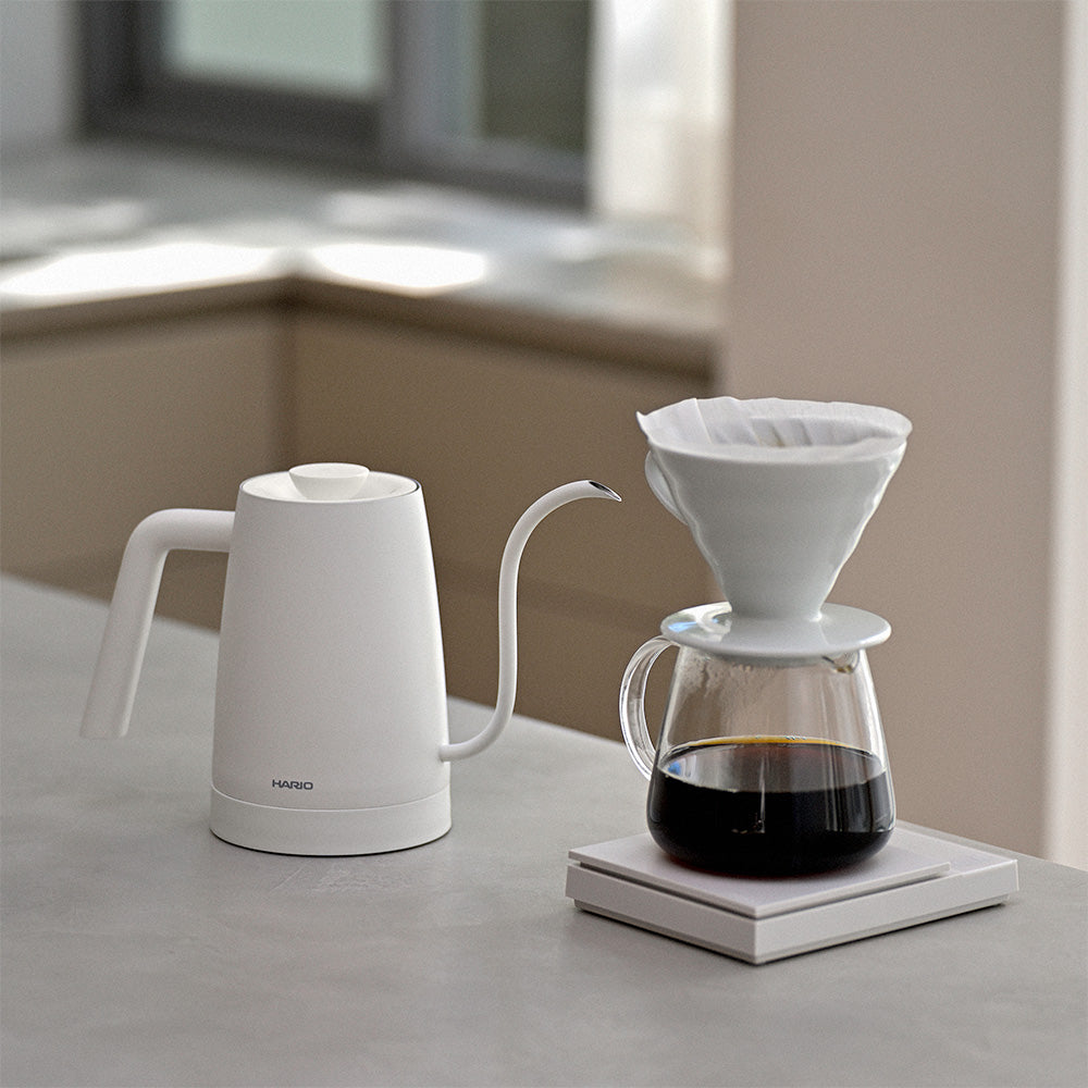 Hario Lyra Electric Coffee Drip Kettle (800ml) - White + FREE Meteor Filter Papers