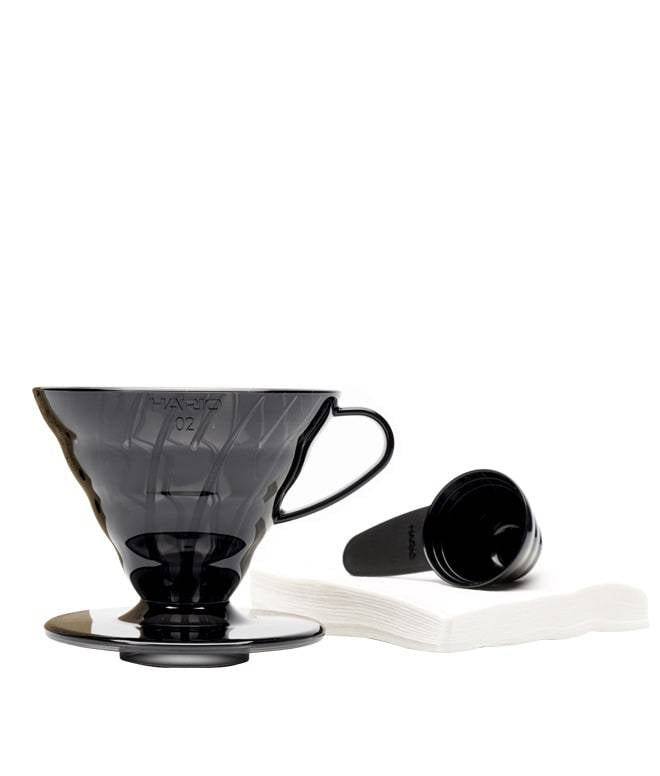 Hario V60 Coffee Dripper Set Transparent Black Size 02 (VD-02TB-UEX)