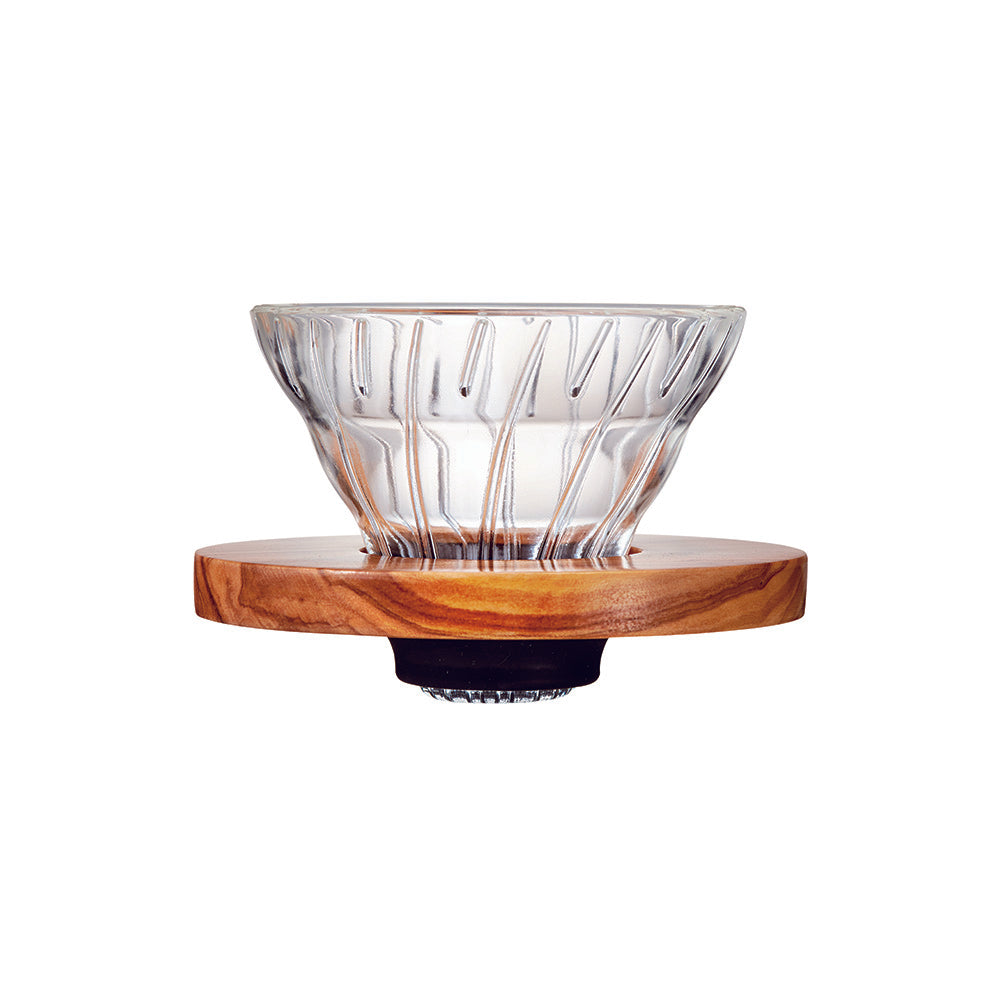 Hario V60 Glass Coffee Dripper Olive Wood Size 01